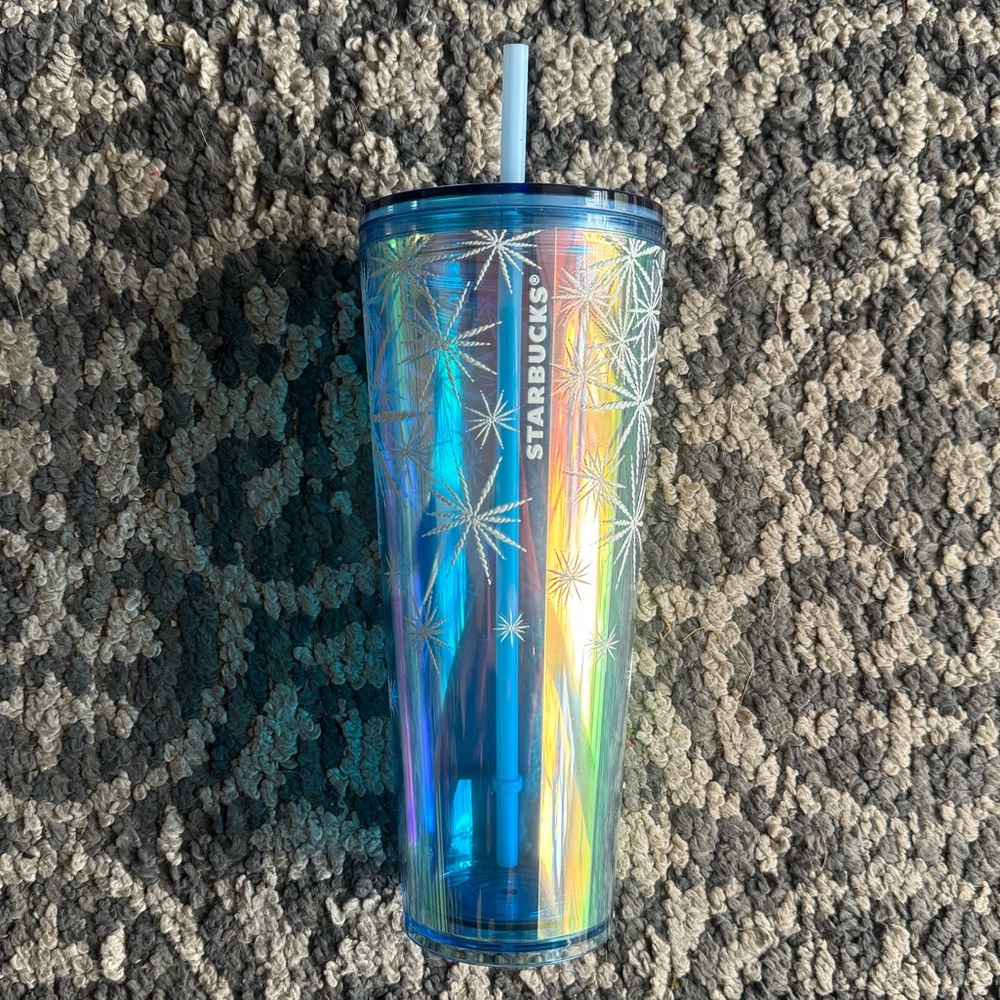 Starbucks 2023 Blue Snowflake Iridescent Tumbler Cold Cup- Venti